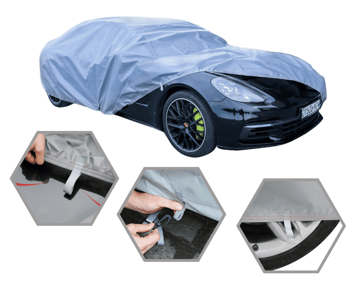 Grey NAVA Classic L1 Sedan car cover with elastic edges for saloon cars 455-480 cm